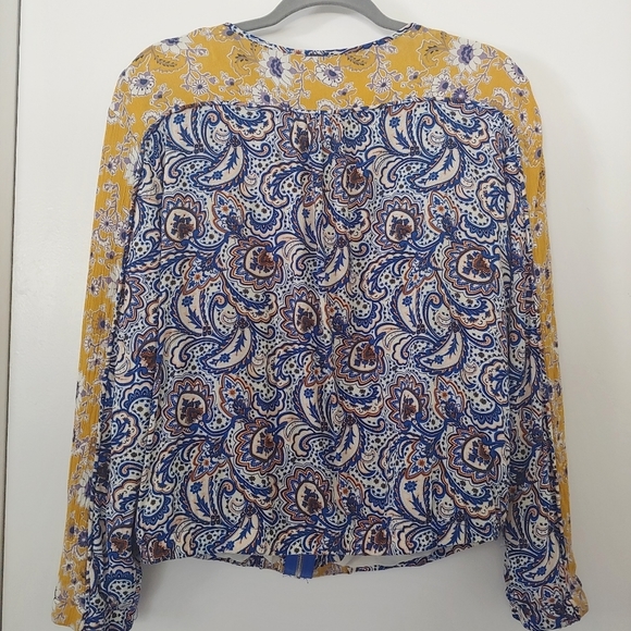 Umgee Boho Paisley Yellow Blue Bomber Jacket Medium Mixed Print - Picture 7 of 11